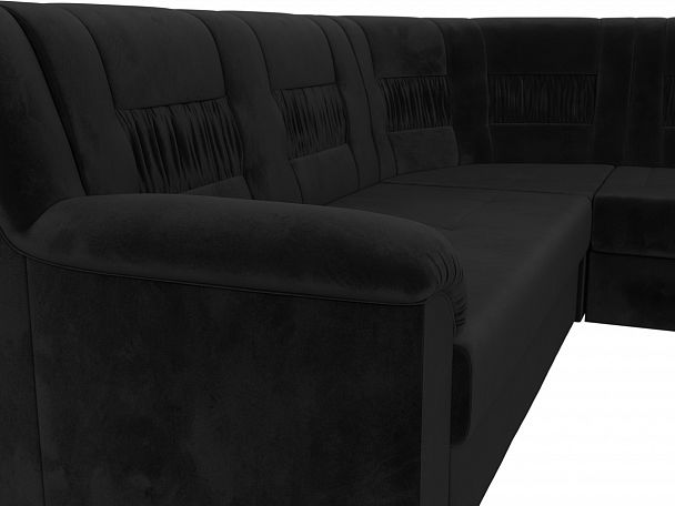 Угловой диван Карелия правый (полностью велюр черный) - Вид 4