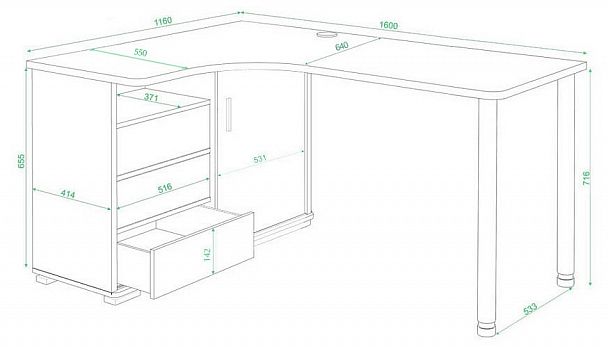 Стол письменный Домино СР-145СМ Белый/Нельсон левый - Вид 2