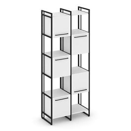 Rift Шкаф комбинированый RF.NS-003 Белый Бриллиант/Металл Черный 820*396*2010 - Фото предпросмотра