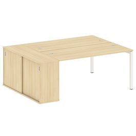 Metal System Quattro Р. ст. с шкафом-купе на П-образном м/к 50БП.РС-СШК-1.4 Т Акация/Белый металл 2010*1475*750 - Фото предпросмотра