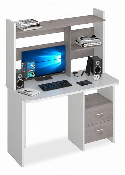 Стол компьютерный Домино Lite СКЛ-Прям120Р+НКЛ-120 Белый/Нельсон - Вид 1