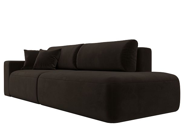 Диван прямой Лига-036 Модерн подлокотник слева Микровельвет коричневый - Вид 4