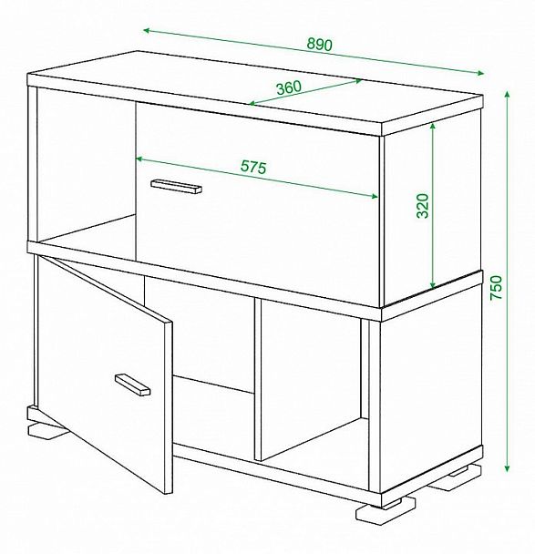 Тумба комбинированная Домино СБ-30/2 Венге - Вид 3