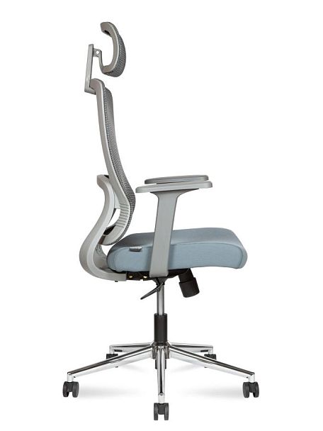 Кресло офисное / Light grey / серый пластик/серая  серка/серая ткань/хром база - Вид 3