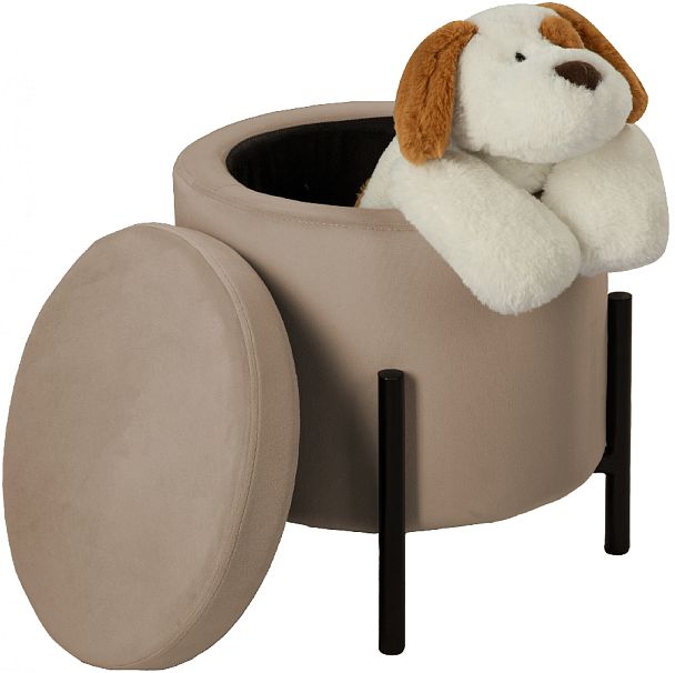 Пуф Кен с местом для хранения Латте велюр Confetti latte/черный - Вид 3