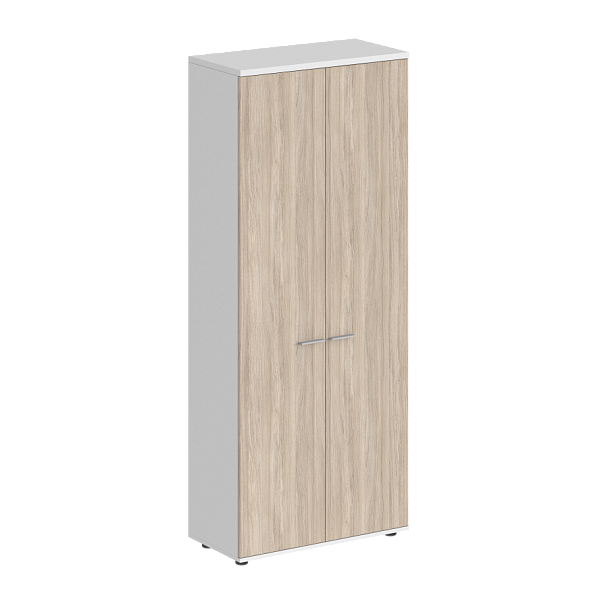 Гардероб Sigma 800х400х1955, з.ст HDF / корпус: дуб светлый; фасады: белый - Вид 1