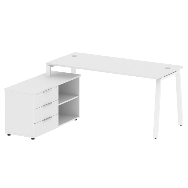 Metal System Р. ст. с тумбой на А-образном м/к БА.РС-СТС-2.4 (L) Белый/Белый металл 1700*1520*750 - Вид 1