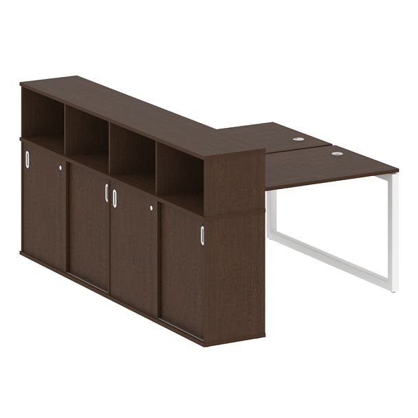 Metal System Quattro Р. ст. с шкафом-купе на О-образном м/к 50БО.РС-СШК-4.2 Т Венге/Белый металл 1610*2332*1098 - Вид 1