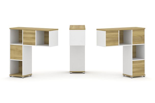 Concept Надставка низкая CN.DNN-001 Дуб Винченцо/Белый Бриллиант/Металл Белый 1099*365*1130 - Вид 1