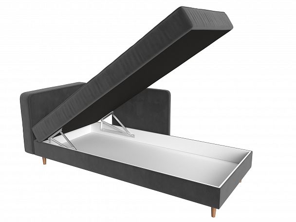 Кушетка Прайм левый (полностью велюр серый) - Вид 6