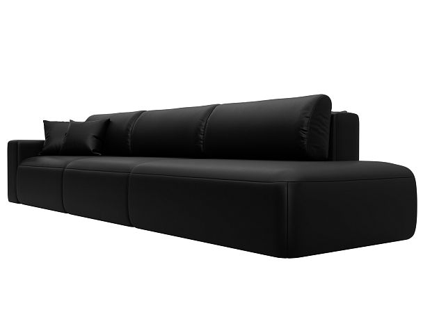 Диван прямой Лига-036 НПБ Модерн Лонг подлокотник слева Экокожа черный - Вид 3