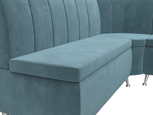 Кухонный угловой диван Кантри правый (полностью Велюр бирюзовый) - Вид 4