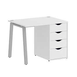 Home Office Стол письменный VR.SP-3-98.4.A Белый бриллиант/Серый металл 980*720*750 - Фото предпросмотра