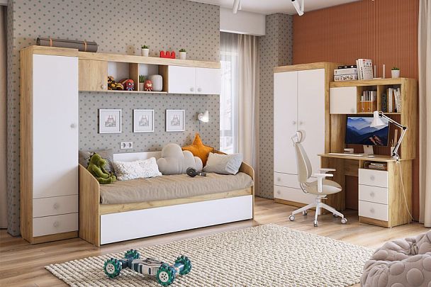 Детский гарнитур Форсаж К2 К2Форсаж.2725 дуб крафт золотой/белый - Вид 1