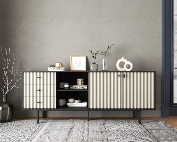 Комод с дверками и нишей Emerson арт EM15/milky/L - Вид 5