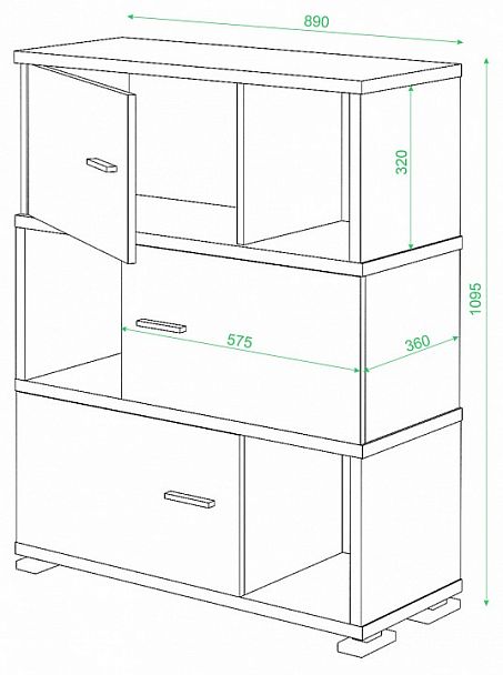 Тумба комбинированная Домино СБ-30/3 Белый/Нельсон - Вид 3