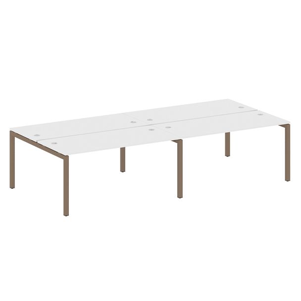 Metal System Quattro Р. ст. на 4 раб. места на П-образном м/к 50БП.СМ-4.4 Белый/Мокко металл 3200*1475*750 - Вид 1