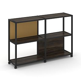 Shelf Mobile Стеллаж 3 уровня 2 секции VR.LT-STK-312.06 Дуб Мали/Металл Черный/W-31 1170*400*1046 - Фото предпросмотра