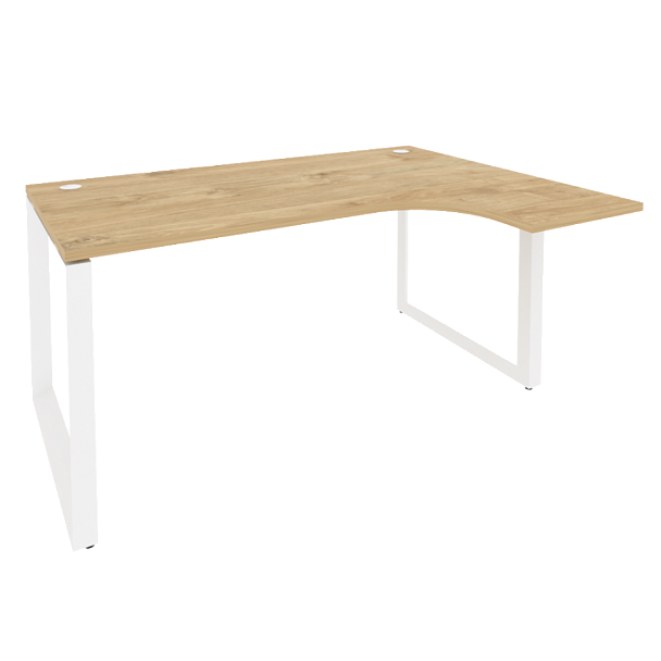 Onix Стол эргономичный правый на О-образном м/к O.MO-SA-4 (R) Тиквуд светлый/Белый металл 1580*1180*750 (800/460) - Вид 1