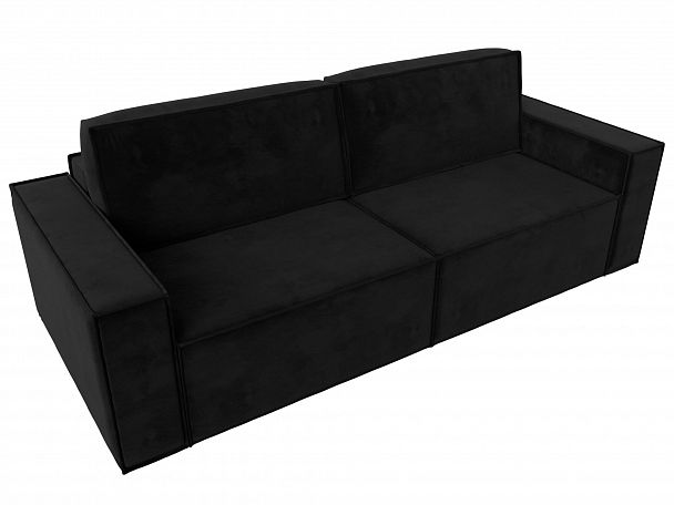 Диван прямой Куба (полностью велюр черный) - Вид 5