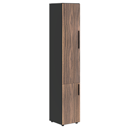 Шкаф высокий узкий VRHCS 40.3 Американский орех/Яшма черный 400х430х2253 VELION VENEER - Фото предпросмотра