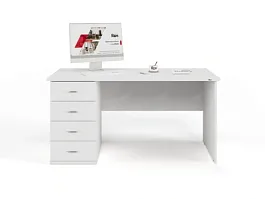 UNITY РС07-15 L БЕЛЫЙ Стол однотумбовый 1500х700х750 - Фото предпросмотра