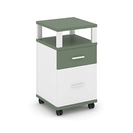 Concept Тумба мобильная 1 ящ.+1 распаш. фасад с надставкой CN.TUM-010 W Кобо/Белый Бриллиант/Металл Белый 420*420*782 - Фото предпросмотра