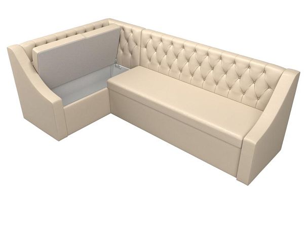 Кухонный угловой диван Мерлин левый (полностью экокожа бежевая) - Вид 7