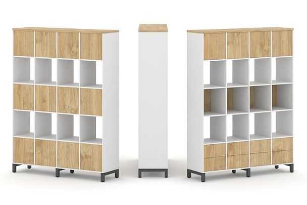 Стайл Проджект Набор стеллажа 1 сторон., 5 яр. SN.NS-541 Белый/Тиквуд Светлый/Металл Антрацит 1488*4 - Вид 1