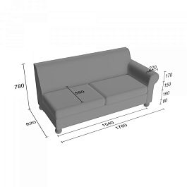 (bek-d3s1p) Диванная секция Бекер тройная с одним подлокотником - Фото предпросмотра