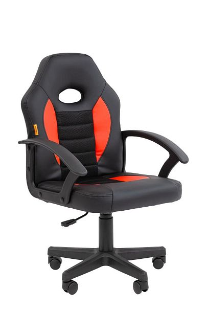 Кресло Chairman Kids 111 Россия экокожа черный/красный - Вид 1