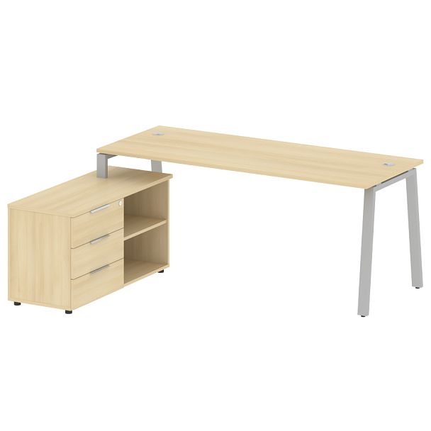 Metal System Р. ст. с тумбой на А-образном м/к БА.РС-СТС-2.5 (L) Акация/Серый металл 1900*1520*750 - Вид 1