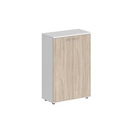 Шкаф средний 800х400х1200, 2-х дв., з.ст ЛДСП / корпус: белый;  фасады: дуб светлый Сигма / Sigma - Фото предпросмотра