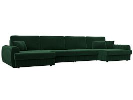 Диван П-образный Лига-057 НПБ Лонг Велюр зеленый - Фото предпросмотра