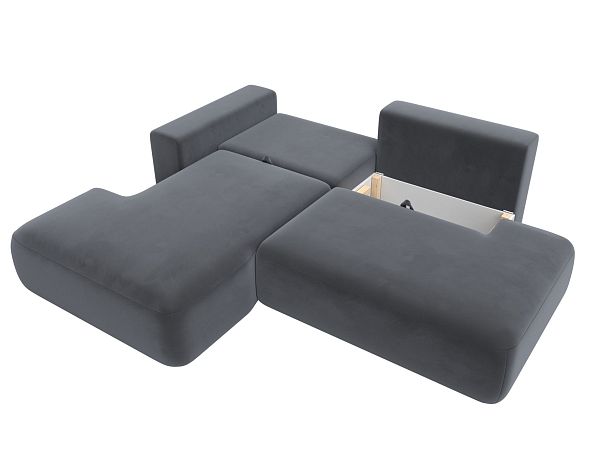 Диван угловой Лига-036 Модерн левый угол Велюр серый - Вид 3