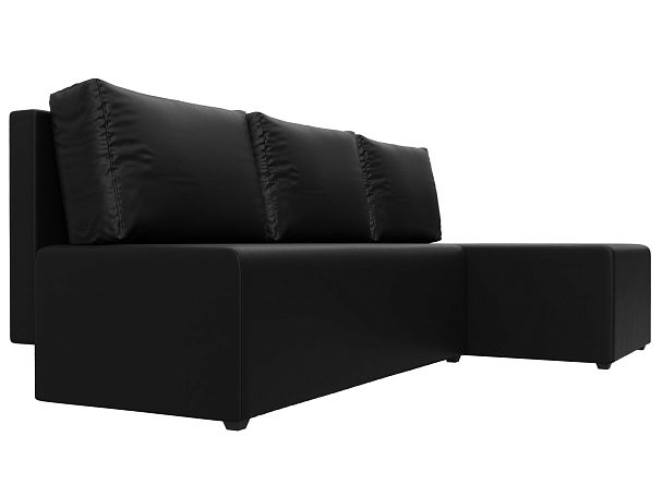 Угловой диван Поло правый (полностью экокожа черная) - Вид 3