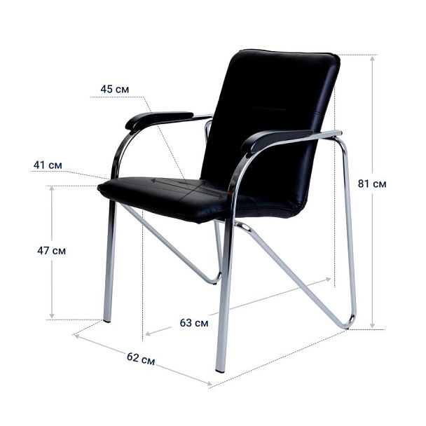 Стул офисный Самба, экокожа Black, каркас хром - Вид 5