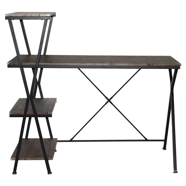 Стол на металлокаркасе BRABIX "LOFT CD-004", 1200х535х1110 мм, 3 полки, цвет морёный дуб, 641218 - Вид 4