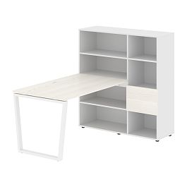 Стол-стеллаж EVRST 1213 Ясень Траун/Белый/Белый 1790х1250х1355 EDIS - Фото предпросмотра