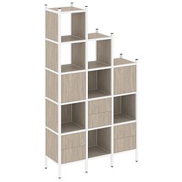 Loft Прямой стеллаж наборный VR.L-22 Дуб аттик/Белый металл 1278*446*2280 - Фото предпросмотра