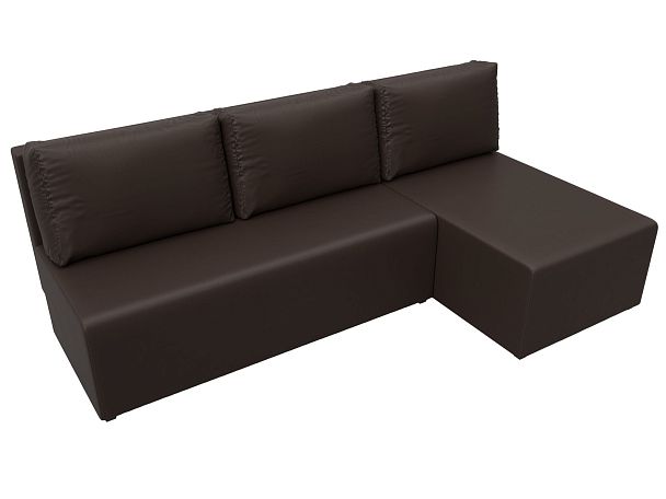 Угловой диван Поло правый (полностью экокожа коричневая) - Вид 5