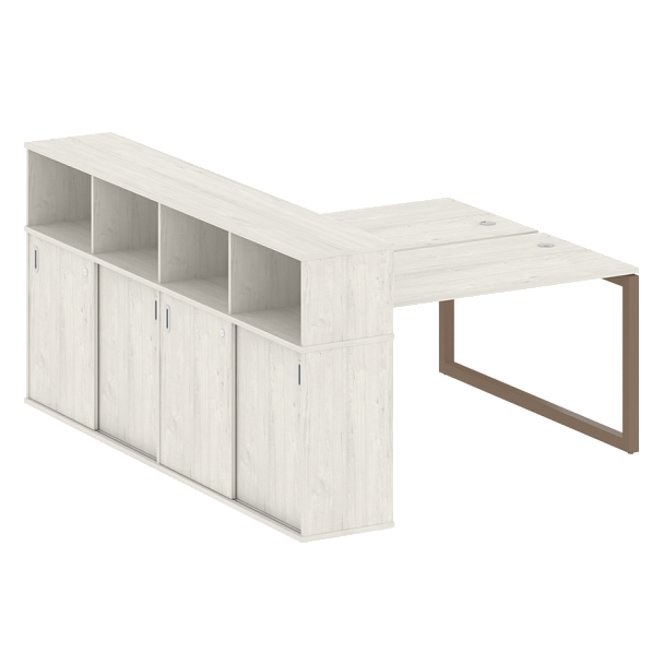 Metal System Quattro Р. ст. с шкафом-купе на О-образном м/к 50БО.РС-СШК-4.3 Т Дуб наварра/Мокко металл 1810*2332*1098 - Вид 1