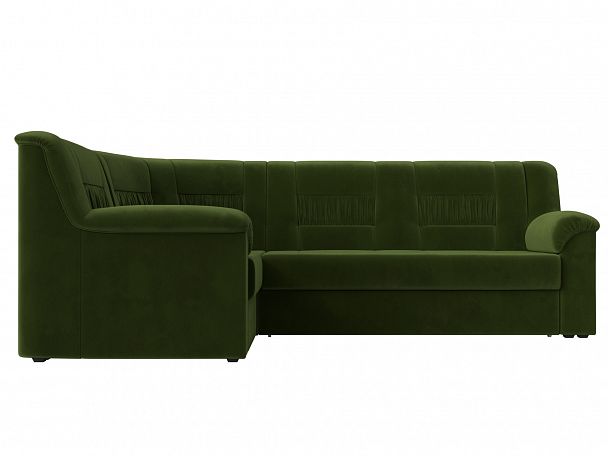 Угловой диван Карелия левый угол (полностью микровельвет зеленый) - Вид 2