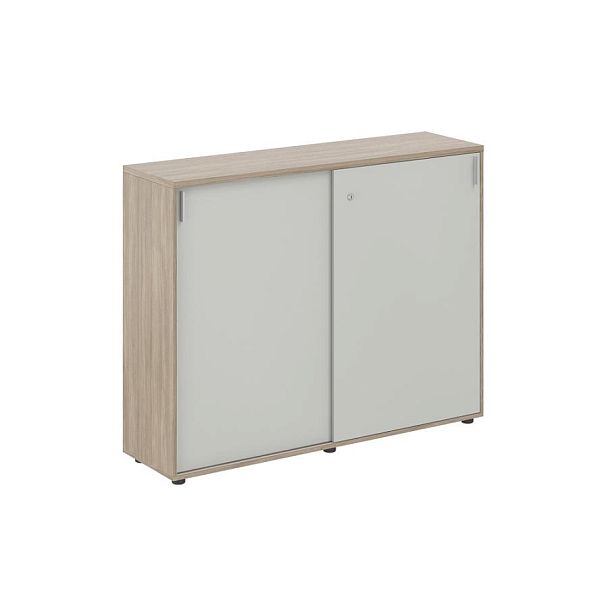 Шкаф купе 1438х400х1125 средний, с замком / корпус: дуб темный, фасады: серый бархат Сигма / Sigma - Вид 1