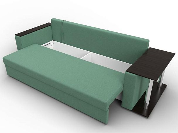 Диван прямой Атланта Лайт со столом справа Рогожка зеленый - Вид 7