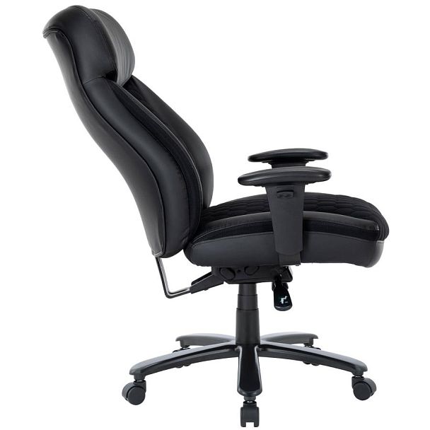 Кресло офисное CHAIRMAN CH 414, НАГРУЗКА до 180 кг, пружинный блок в сиденье, ткань/экокожа, черное, 7145955 - Вид 6