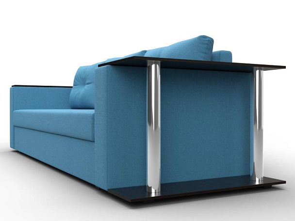 Диван прямой Атланта Лайт со столом справа Рогожка голубой - Вид 3