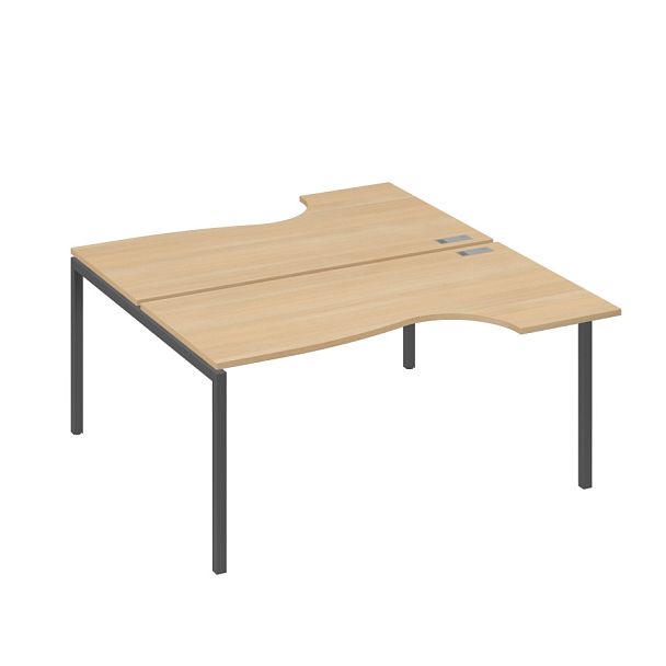 Рабочая станция DUE (2х160) столы эргономичные Классика A4 А4 Б2 185 БП натуральный дуб / металлокаркас антрацит - Вид 1