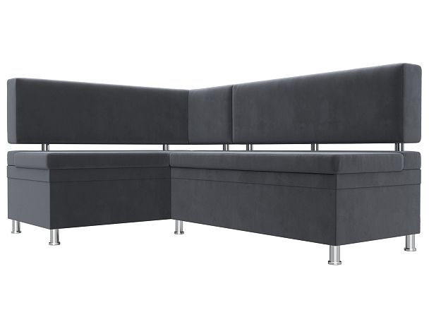 Кухонный уголок Стайл левый (полностью велюр серый) - Вид 3