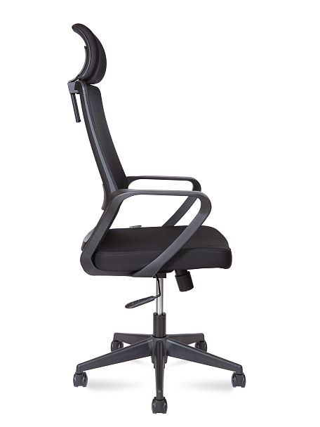 Кресло офисное / Pino black / черный пластик / черная ткань / черная сетка - Вид 3